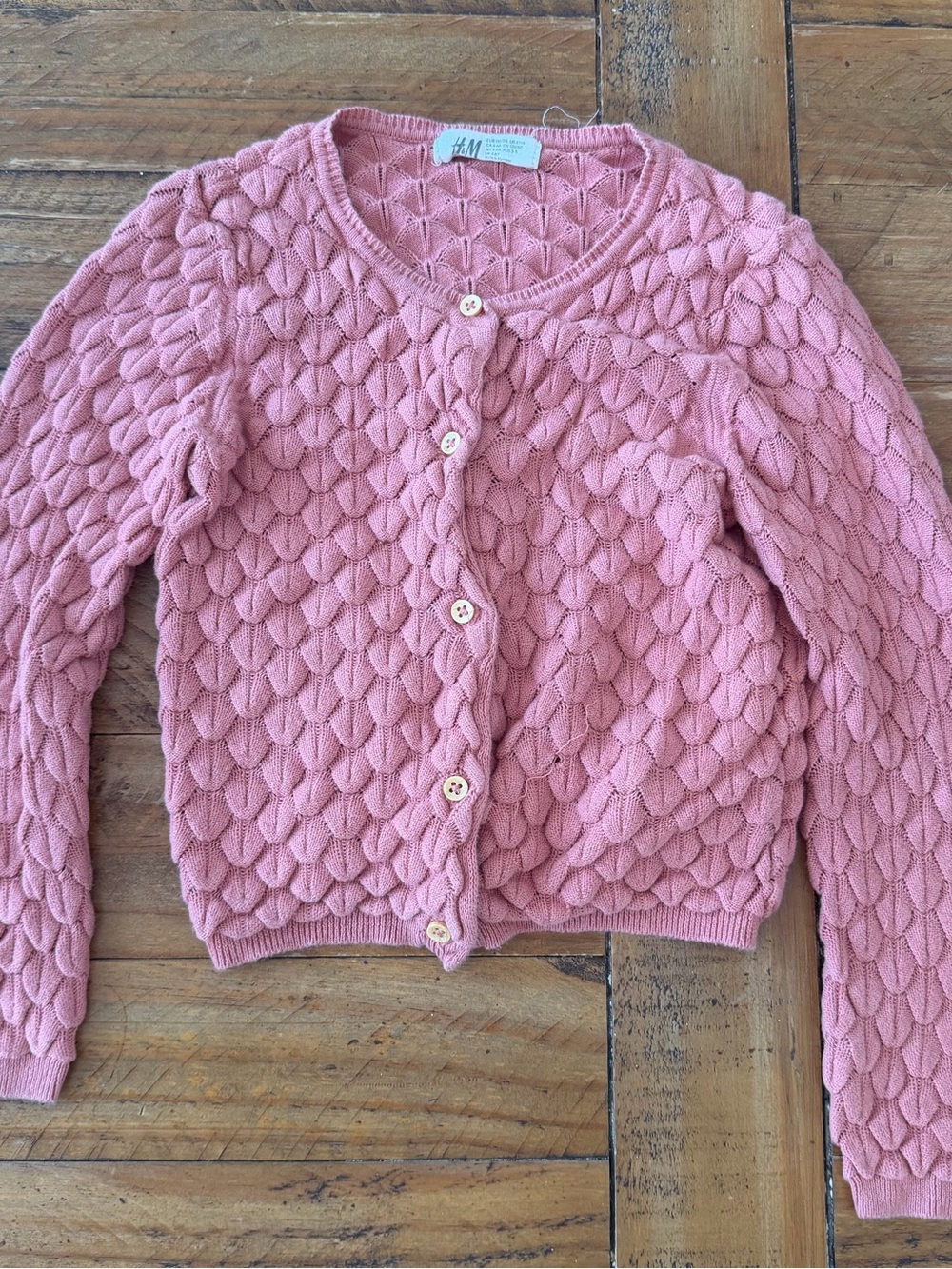 H&M Dusty Pink Textured Knit Cardigan